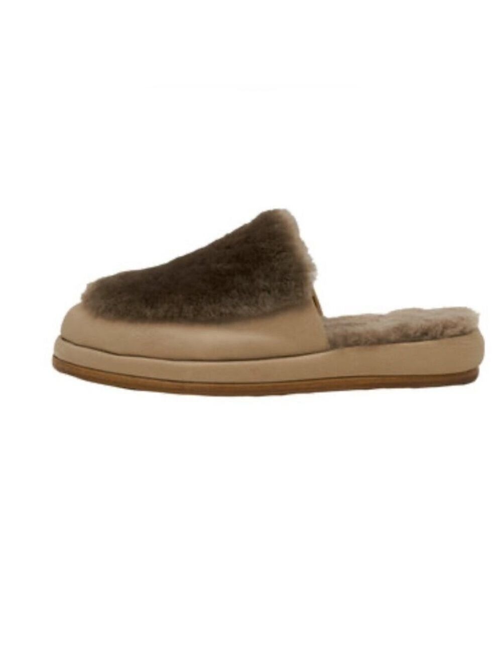 COCLICO Tan Leather and Shearling Nushka Slides - Size 36.5 Euro